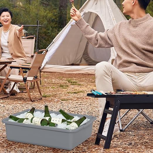 Sadstory 13 L Commercial Bus Tub Tote, Plastic Bus Tubs, 4 Packs, Gray