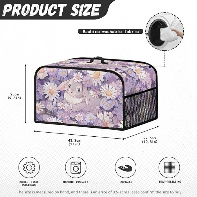 Rabbit 6-8 Qt Slow Cooker Dust Cover Flower Slow Cooker Cover Slow Cooker Cover Compatible with 6-8 qt Slow Cooker Kitchen Living Room Decor for Easter