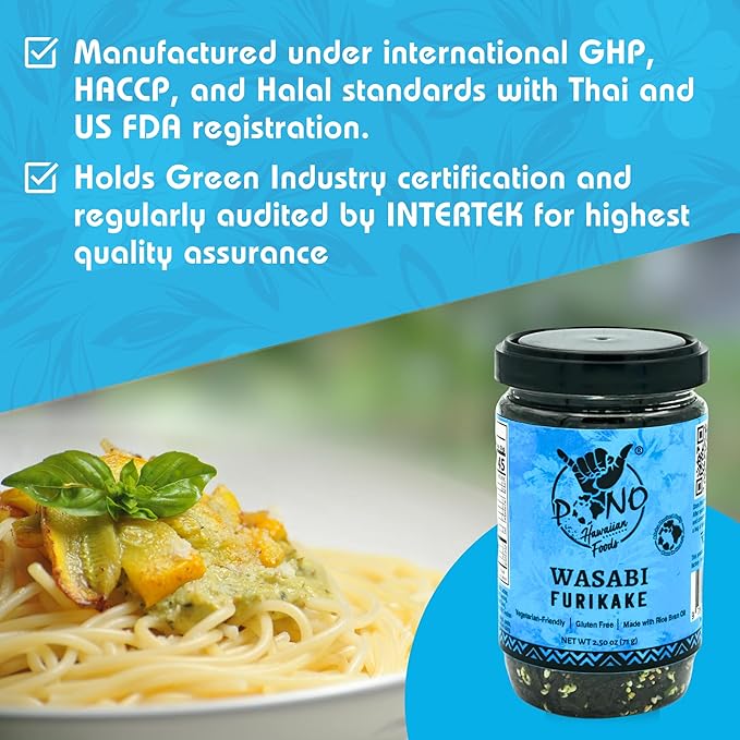 Pono Hawaiian WASABI NORI Furikake RiceSeasoning Premium Ingredients-Gluten-Free and Non-GMO-Multi Purpose Rice Seasoning–Free from Preservatives and Artificial Colors–Japanese Seasoning-2.5 oz (71g)