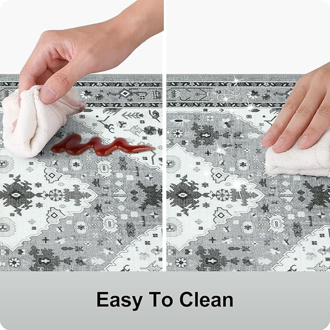 Collive Boho Kitchen Rugs and Mats 2PCS, Cushioned Anti Fatigue Kitchen Mats for Floor Waterproof Non Slip Comfort Foam Standing Mat for Kitchen,Office,Sink,Laundry,17x30+17x47