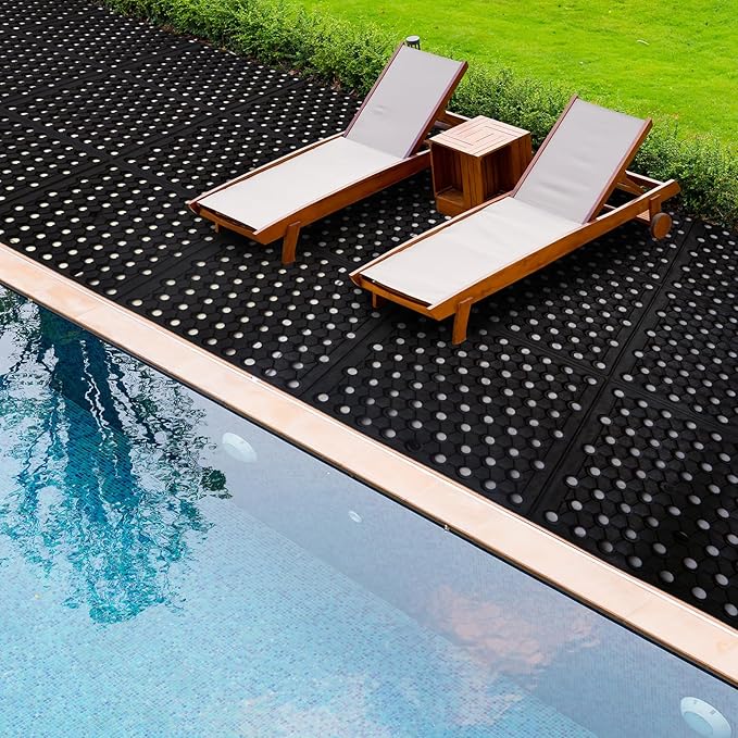 82.6"x35.4" Commercial Rubber Drainage Mat Anti-Fatigue Rubber Mat Roll Heavy Duty Kitchen Non-Slip Floor Matting with Holes for Restaurant Bathroom Bar Outdoor Garden Wet Area