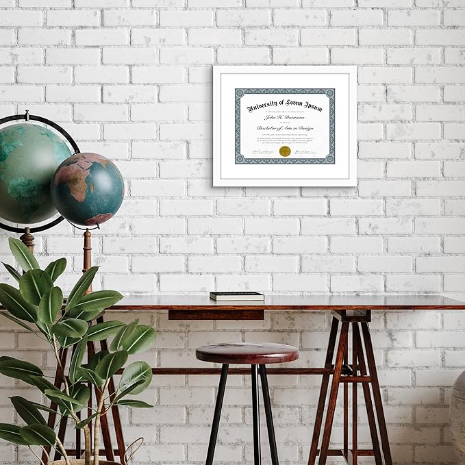 Americanflat 11.5x14 Picture Frame with Shatter-Resistant Glass - Use as 8.5x11 Frame with Mat or Display 11.5x14 Photo Without Mat - Signature Collection - Picture Frames for Wall Display - White