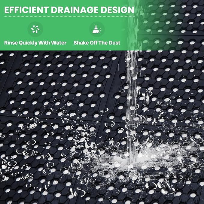 82.6"x35.4" Commercial Rubber Drainage Mat Anti-Fatigue Rubber Mat Roll Heavy Duty Kitchen Non-Slip Floor Matting with Holes for Restaurant Bathroom Bar Outdoor Garden Wet Area