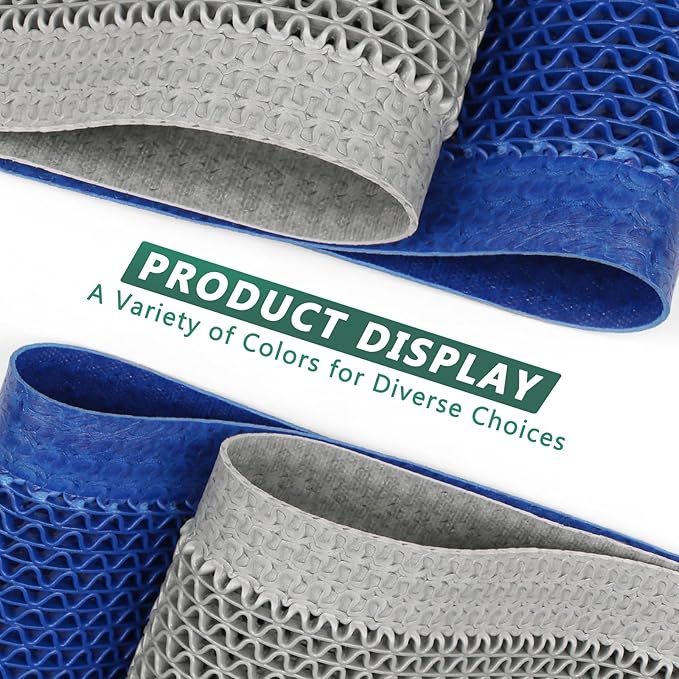 WochiTV Non Slip Drainage Mats, Front Door Mat, PVC Pool Floor Mat 0.2'' Thick Rubber Outdoor Indoor, Parking Space Mat for Bathroom Garage Basement Backyard Commercial Kitchen, 1.4x2.3Ft Blue