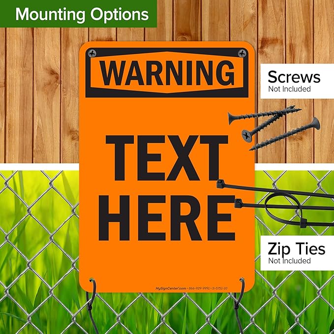 Custom warning Sign, OSHA Sign, 7x10 Inches, 55 mil thick HDPE (high density polyethylene), Made in USA by My Sign Center