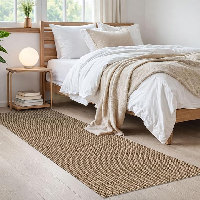 IOHOUZE Washable Runner Rug 2x6 Non Slip Rubber Backed Runners for Hallways Entryway Runner Indoor, Kitchen Rugs Woven Cotton Floor Carpet for Hall Entrance Bedroom, Orange/Tan/Brown