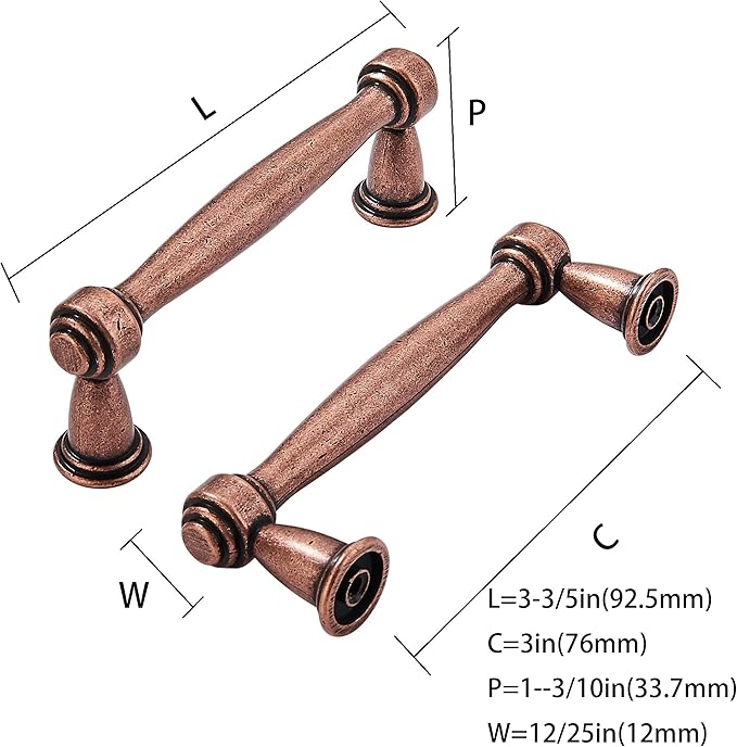 khtumeware 10 Pack 3 Inch(76mm) Antique Copper Cabinet pulls Kitchen Cabinet Handles Kitchen Cabinet Hardware for Cupboard Drawer Handles Dresser Pulls