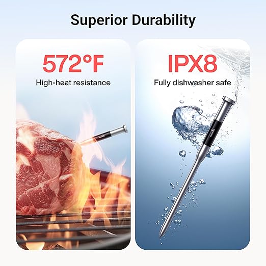 ThermoMaven Smart Bleutooth Wireless Meat Thermometer, Standalone Base, WiFi Unlimited Range, NIST Certified Accuracy, Smart App Alerts for Grill, Oven, Smoker, BBQ