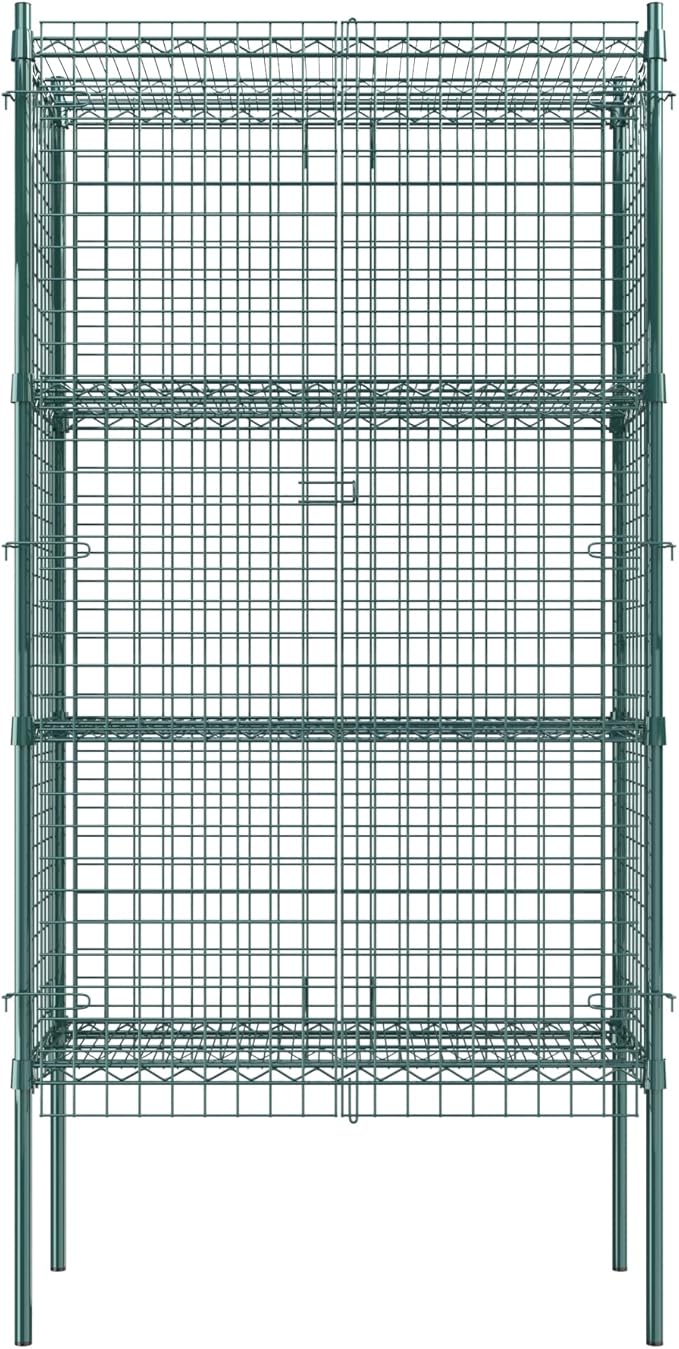 Commercial Grade NSF Listed Metal Wire Mesh Storage Green Epoxy Security Cage Kit 18" x 36" x 74", Perfect for Warehouse, Walk-In Refrigerator, Freezer, Grocery Store, Restaurant