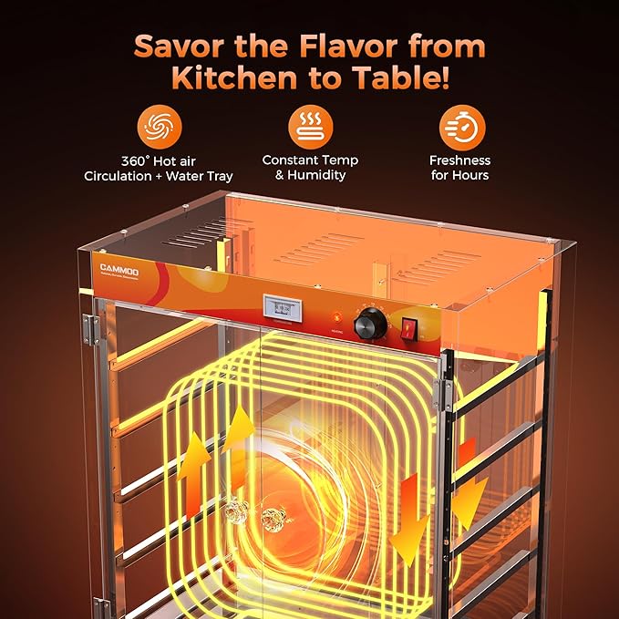 133Qt 5-Tier 900W Commercial Food Warmer w/ 304 Blued Stainless Steel Heating Element, Double-Tempered Glass Door, Adjustable Shelf, Electric Catering Hot Box Countertop Heated Holding Cabinet