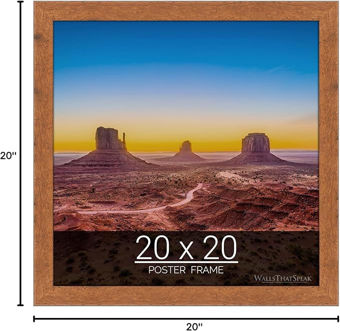 wallsthatspeak 20x20 Light Walnut Rustic Pine Picture Frame for Puzzles Posters Photos or Artwork