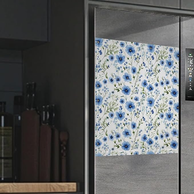 Blue Floral Magnetic Dishwasher Cover,Cornflower Dishwasher Covers for The Front Magnetic Dishwasher Panel Decal Cover for Kitchen 23x26inch