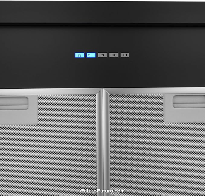 Futuro Futuro Wall-Mount Range Hood 48" 940-CFM | Counter Black | Contemporary Painted Steel Vent Hood | Modern Italian Exhaust Hood | LED, Ultra-Quiet with Blower