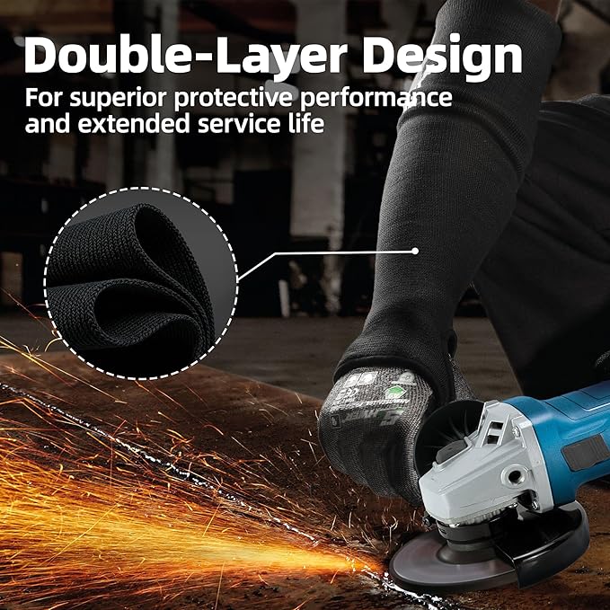 Schwer ANSI A9 Cut Resistant Arm Sleeves PM916, 18in 2-Ply Construction Flame Resistant Welding Sleeves for Work, Ultimate Performance, Level 4 Heat Resistant Arm Guards for Glass Blowing, Automotive