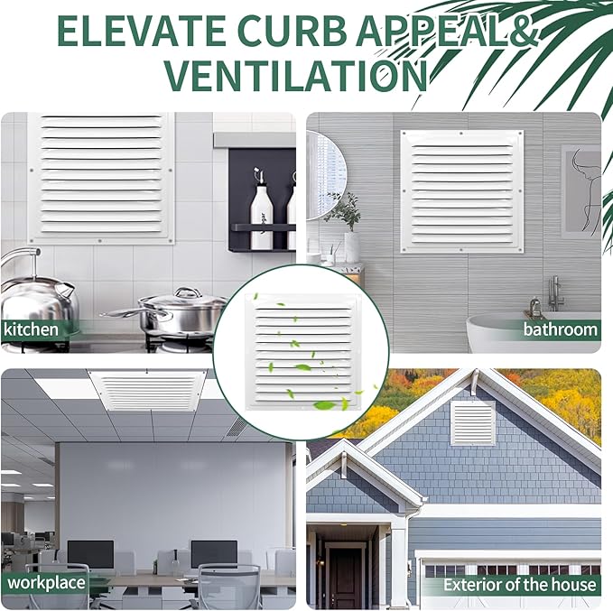Gable Vents (12" x12" 2Pcs) Aluminum Walls, Lofts, Garages More, More with Screens, Metal Shed Vents, Outdoor Houses, Loft Ceiling Reinforcement, Square Vents, Blinds, Exterior Grille(White)