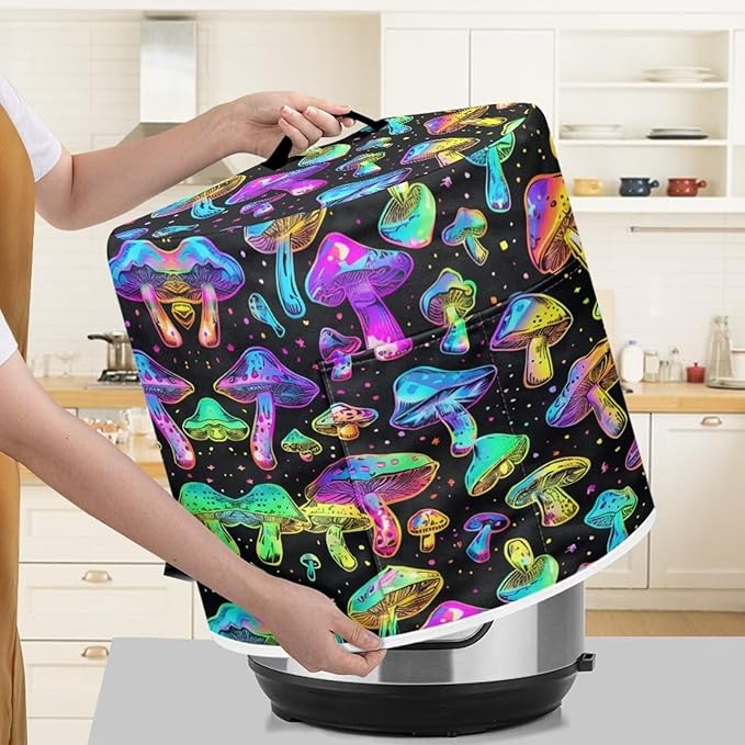 Flashideas Art Mushroom Pressure Cooker Cover, Kitchen Appliance Dust Cover, Rice Cooker Protective Cover with Pocket, Suitable for Air Fryer Cover, Toaster Cover, Oven Cover