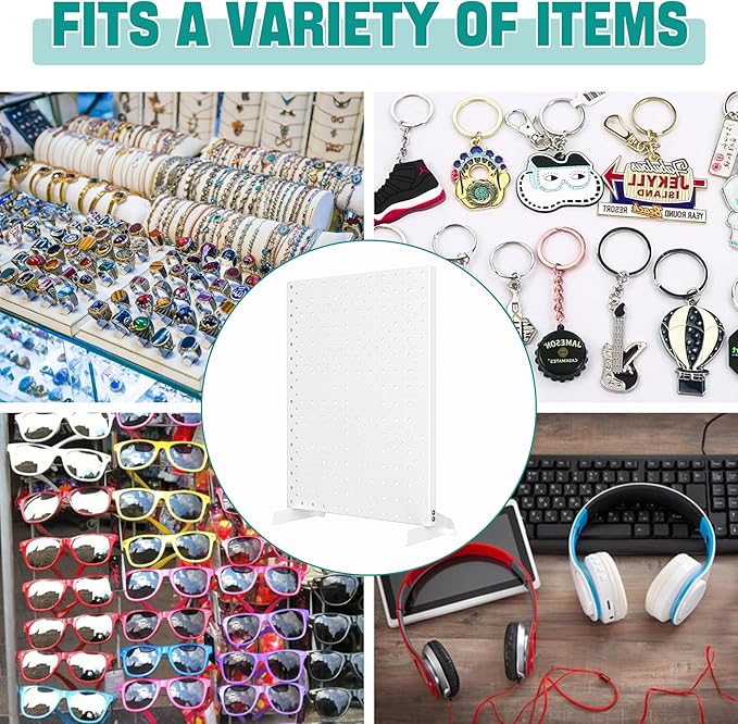 EVERHANGER Metal Pegboard Display Stand, Freestanding Tabletop Pegboard Display for Craft Shows & Fairs, 12"X16", 4pcs White