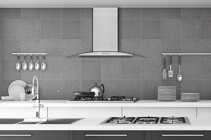 Hauslane Wall Mount Range Hood 30 Inch | European Canopy Design with Tempered Glass & Stainless Steel | 3-Speed, Dishwasher-Safe Filters | Ducted or Ductless with Charcoal Filters,WM-600