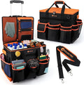 WILAXI PRO Large Rolling Cleaning Caddy with Wheels and Detachable Trolley, Extra Large Water-Resistant Cleaning Cart for Housekeepers, Cleaning Supplies Organizer with Multi-Pockets Tools Storage