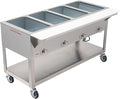 Kratos Commercial Mobile Electric Steam Table/Hot Food Table, 4 Wells, Stainless Steel, NSF 120V (28W-198)