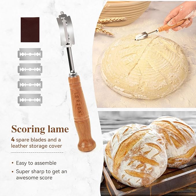 Banneton Bread Proofing Baskets Set of 2, 10" Round & 11" Oval Sourdough Proofing Baskets with Sourdough Bread Baking Supplies, Bread Making Kit