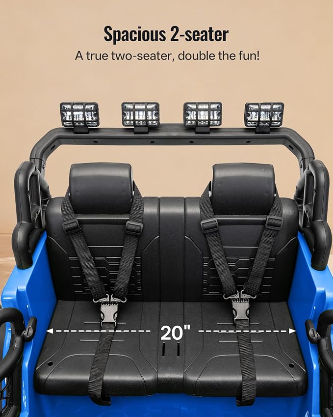2 Seater Ride on Car Toy, 24V 4WD Electric Car for Kids 4-8 with Remote Control, 4x200W Motors, Capacity 110 lb - Blue