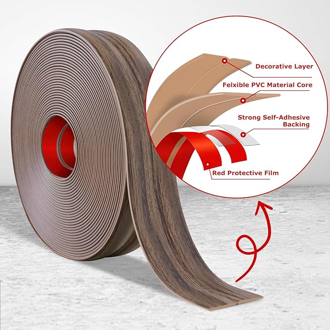 Flexible Wall Corner Protector Moulding Trim Peel and Stick Wall Corner Guards Edge Protector Self Adhesive Molding Trim Strip for Edge Ceiling (Smoked Brown Wood Grain, 0.8 in x 20 Ft)