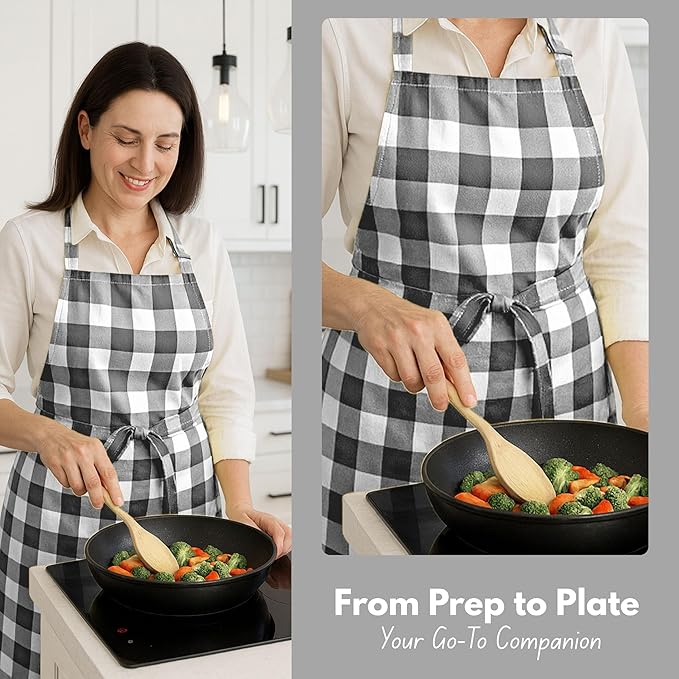 Native Fab Kitchen Apron 2 Pack - 100% Cotton Adjustable, Durable Apron with Pockets, Perfect for Cooking, Baking, Grilling