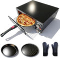 Electric Pizza Oven Indoor, Countertop Pizza Oven with Two 12 inch Baking Trays, Oven Mitts,Commercial Pizza Maker for Home, Stainless Steel Pizza Cooker with Visual Window, Removable Handle