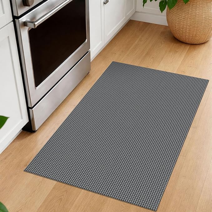 IOHOUZE Small Area Rug 2x3 Washable Woven Rugs for Entryway Non Slip Rubber Backed Front Door Rugs Indoor Doormat Throw Rug Floor Carpet for Entrance Kitchen, Dark Grey