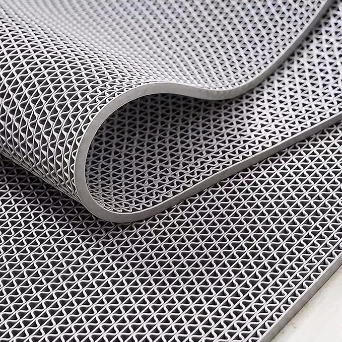 WochiTV Non Slip Drainage Mats PVC Pool Floor Mat 0.23'' Thick Outdoor Indoor Parking Space Mat for Bathroom Garage Basement Backyard Commercial Kitchen 3x3.3Ft, Grey