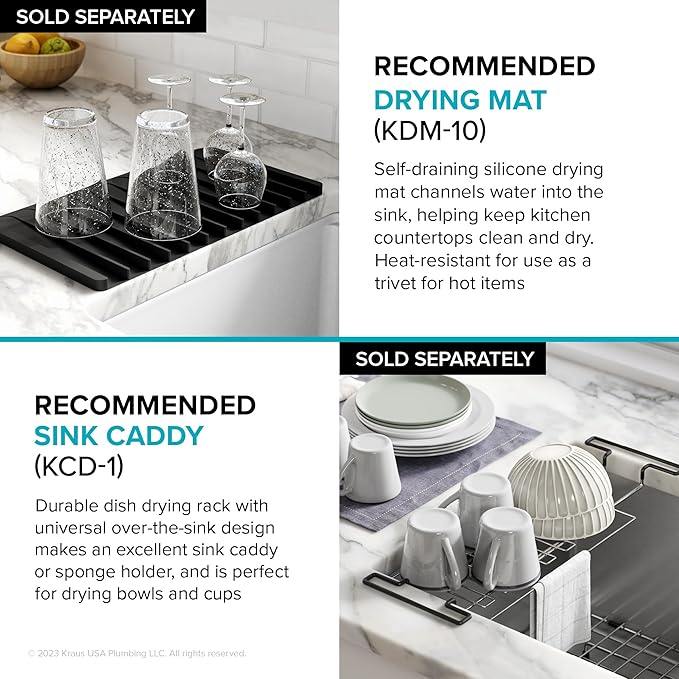 KRAUS Kore Workstation 33-inch Farmhouse Modern Flat Apron Front 16 Gauge Black Stainless Steel Single Bowl Kitchen Sink in PVD Gunmetal Finish with Accessories, KWF410-33/PGM