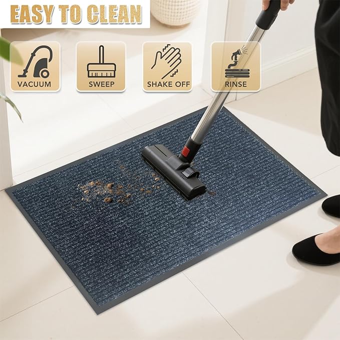 Front Door Mat,3'x10'Indoor Outdoor Door Mat,Heavy Duty Durable Welcome,Commercial Floor Mats Inside Outside Entrance, Waterproof All-Season, All-Weather Non Slip Backing Doormat for Entryway,Black