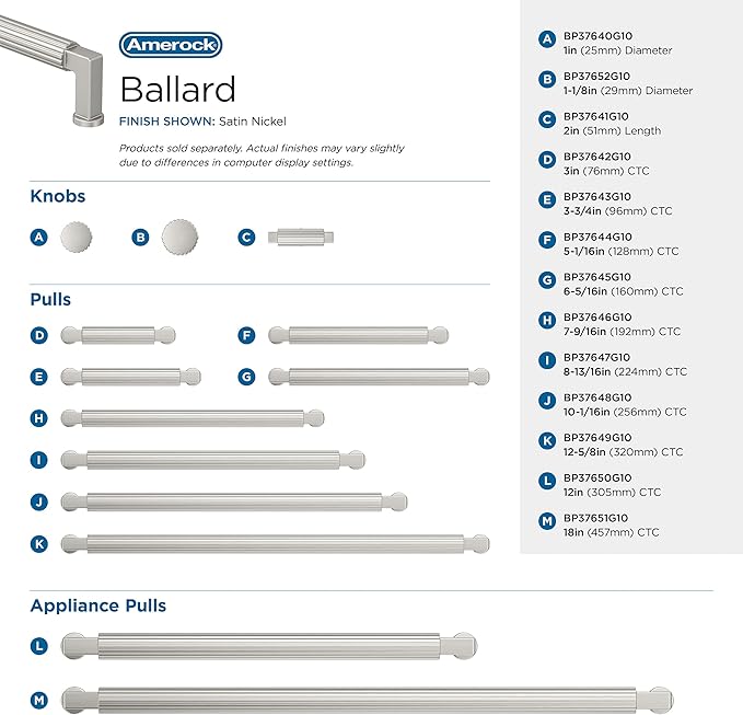 Amerock Ballard 6-5/16 inch (160mm) Center-to-Center Satin Nickel Cabinet Pull, BP37645G10
