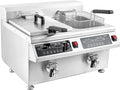EGGKITPO 240V 7000W Commercial Induction Fryer 12L×2(25.4 QT) Electric Deep Fryer with Solid Baskets, 60 Minutes Timer Oil Drain Stainless Steel Bulid for Large Restaurant or Business Use