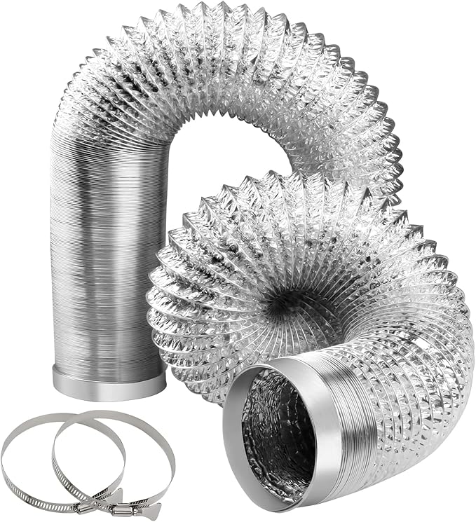 4-Inch Dryer Vent Hose 10FT, Flexible Aluminum Duct with 2 Clamps, Heavy-Duty Four Layer Protection for HVAC Ventilation and Exhaust