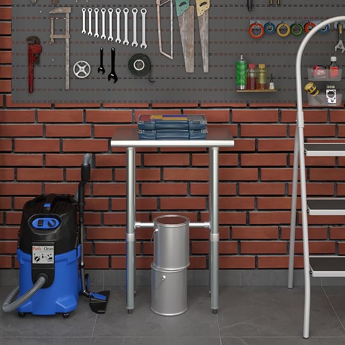 AmGood Stainless Steel Work Table Open Base | NSF | Laundry Garage Utility Bench (24" Long X 14" Deep)