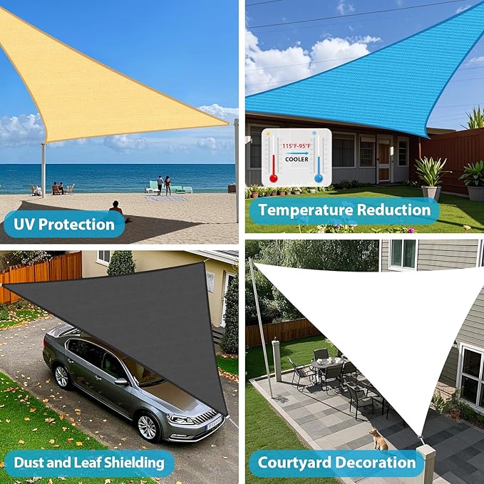 Amagenix Sun Shade Sail 16'X16'X22.6' Curved Edge Outdoor Shade Canopy Rust Red Breathable 95% UV Block Shade Cloth for Patio Garden Backyard (We Make Custom Size)