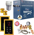 SteamSpa Executive 12 KW QuickStart Acu-Steam Bath Generator Package with Built-in Auto Drain and Install Kit in Polished Gold, Steam Generator Kit with Dual Control Panel Steamhead 240V EXT1200GD-A