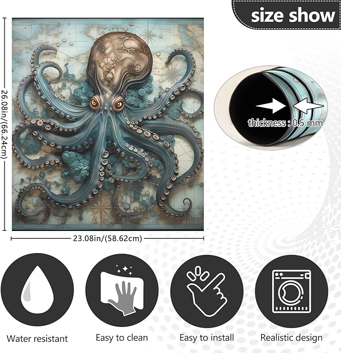 senya Dishwasher Magnet Cover Panel for The Front Octopus Map Dish Washer Door Sticker