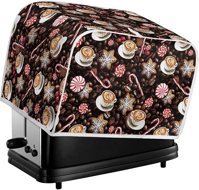 UNICEU Coffee Toaster Cover 2 Slice Coffee Candy Cookies Toaster Dust Cover Stain Resistant Oil Protection Dust Cover for Bread Maker,Washable Kitchen Small Appliance Covers with Top Handle,Size L
