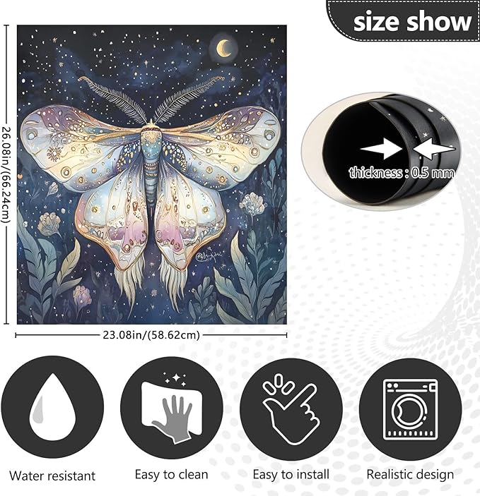 Moth Dishwasher Magnet Cover Front Dishwasher Cover Magnetic Home Cabinet Decals Appliances Stickers Refrigerator Decor, 23x26in