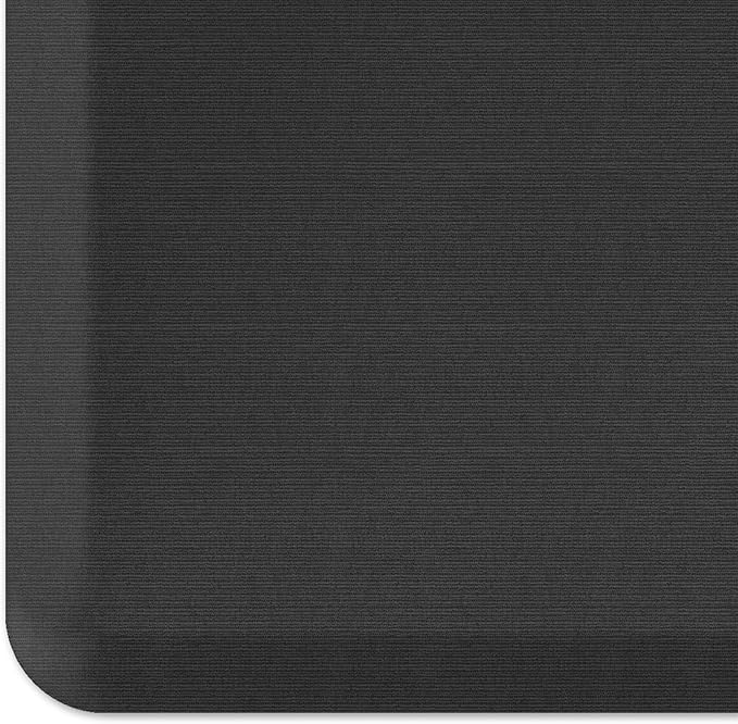 NewLife by GelPro Anti-Fatigue Designer Comfort Kitchen Floor Mat, 20"x48", Grasscloth Charcoal Stain Resistant Surface with 3/4" Thick Ergo-Foam Core for Health and Wellness