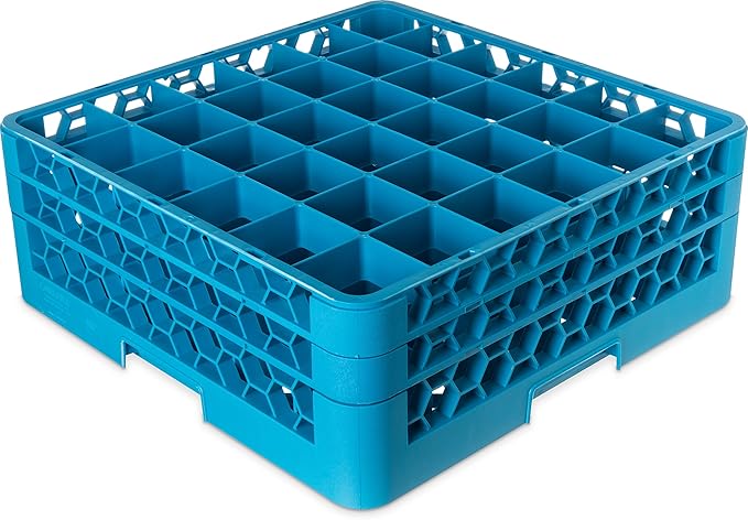 Carlisle FoodService Products 36 Compartment Full Size OptiClean Glass Rack, Blue, 7.12"