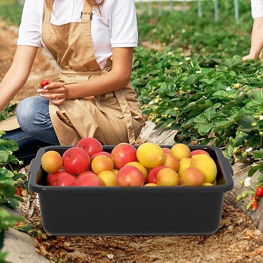 35 L Plastic Large Commercial Bus Tubs, Food Service Tubs, Black, 4 Pack