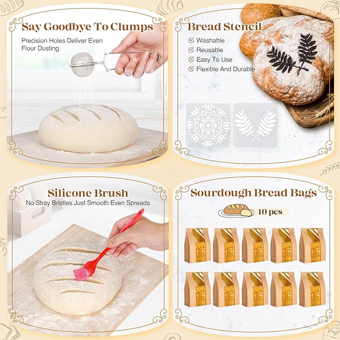 Sourdough Starter Kit, Sourdough Bread Baking Supplies, Sourdough Kit Home and Kitchen, Sourdough Starter Jar, Sourdough Jar, Bread Proofing Basket, Sourdough Bread Basket, Sour Dough Kit Tools