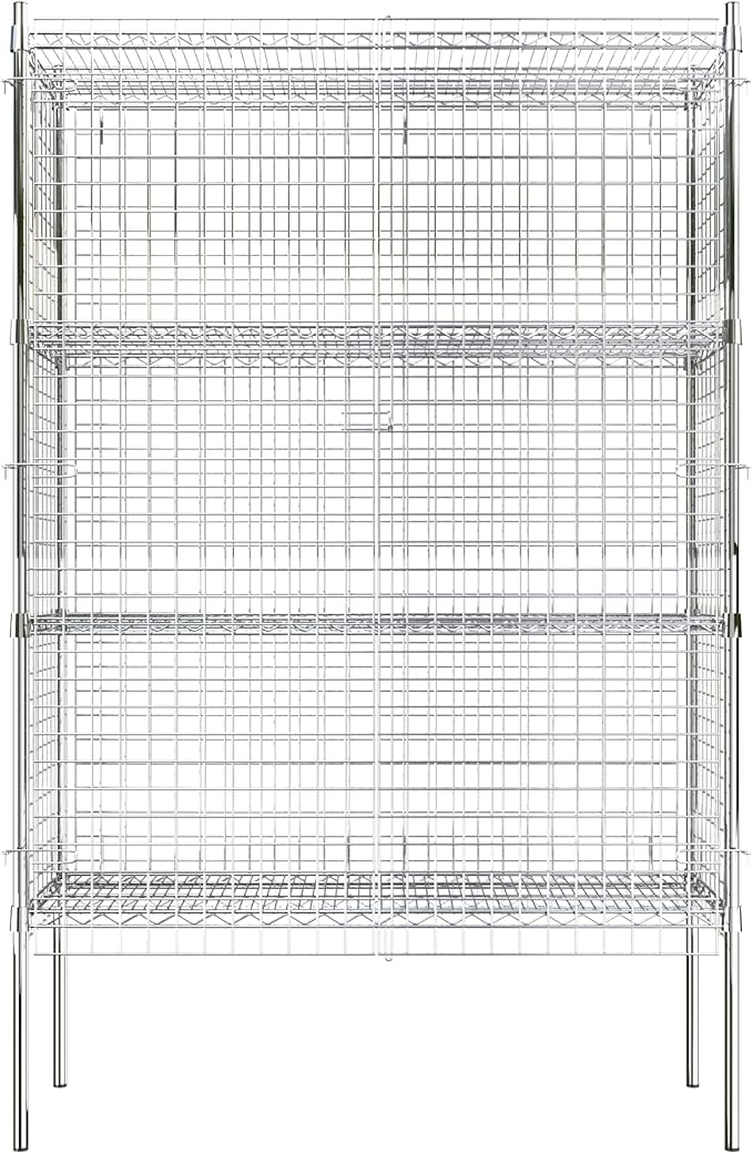 Commercial Grade NSF Listed Metal Wire Mesh Storage Chrome Security Cage Kit, 18" x 48" x 74", Perfect for Warehouse, Grocery Store, Restaurant, Dishroom