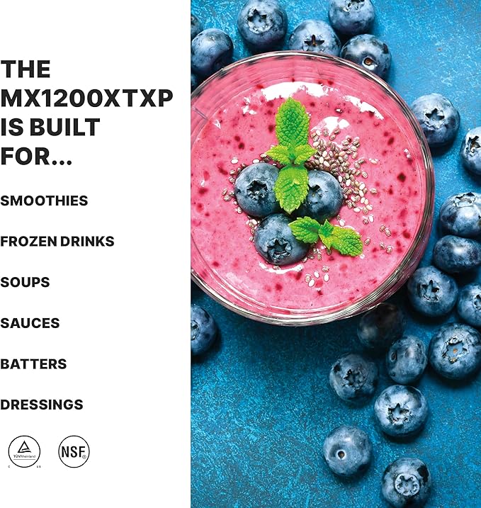 Waring Commercial MX1200XTXP 3.5 HP Blender with Variable Speed Dial Controls and 48 oz. BPA Free Copolyester Container, 120V, 5-15 Phase Plug,Black