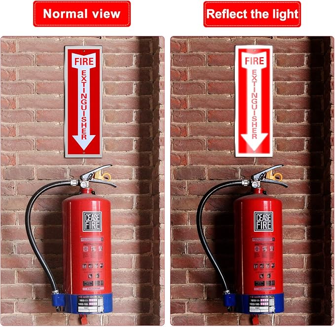 Tondiamo 4 Pack Fire Extinguisher Sign 4 x 16. 5 Inch Fire Rust Aluminum Signs Laminated for Ultimate UV, Weather, Scratch, Water and Fade Resistance, Indoor and Outdoor