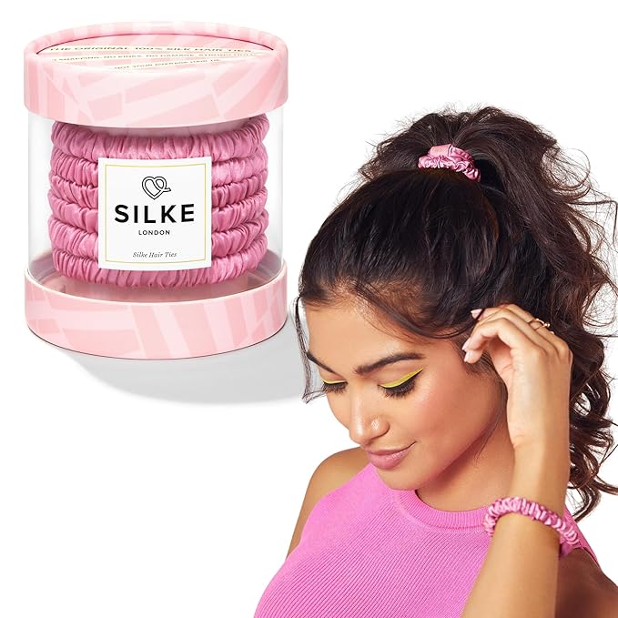 SILKE Hair Ties - Blossom | Luxurious Silk Scrunchies (6 Pack) for Women | All-Hold, No-Damage Hair Ties for All Hair Types & Styles